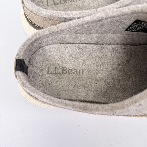 LL Bean Downeast Clog Wool Womens Size 7 Gray Slip On Slipper‎ Mule Camping - Picture 5 of 7